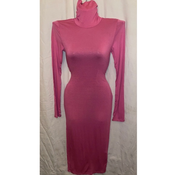 New Pink Turtleneck Bodycon Dress, Size Small - Picture 5 of 6